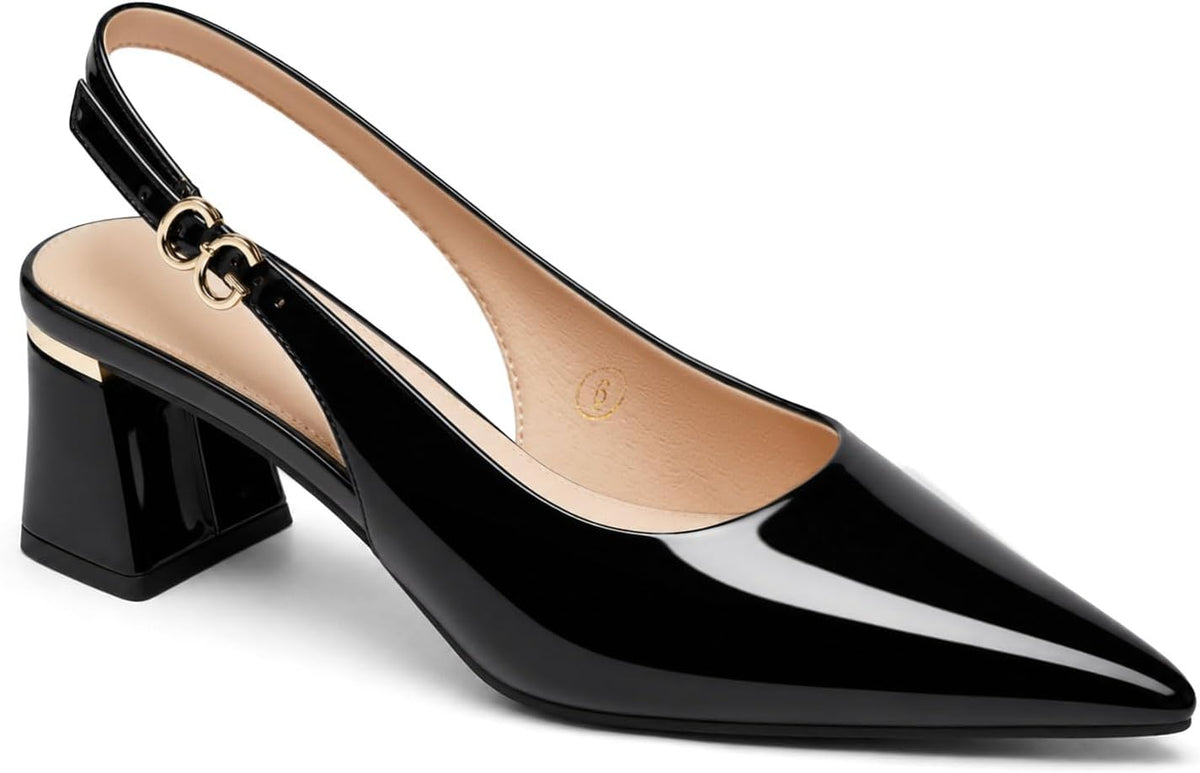 Women's Slingback Pointed Toe Pumps Chunky — view 1