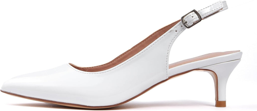 Women's Slingback Kitten Heel Pumps - 2 Inch Pointed Toe Heels with an Adjustable Strap for Office Days - 7