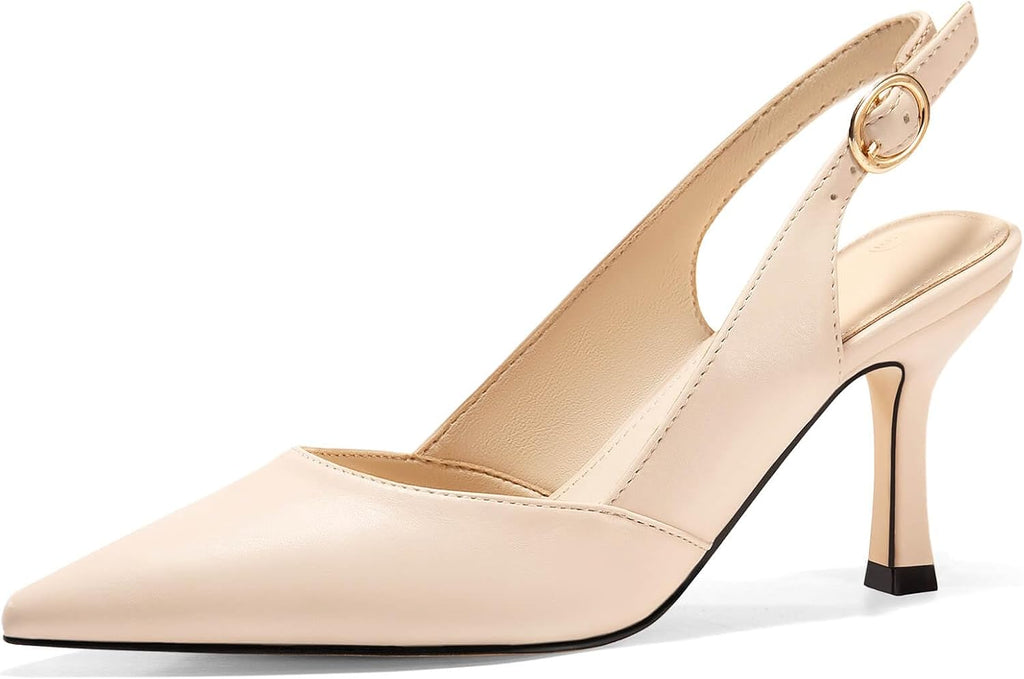 Women's Slingback Kitten Heel Pumps - Closed Pointed Toe Backless Dress Shoes in Suede and Knit for Weddings - Black Sue