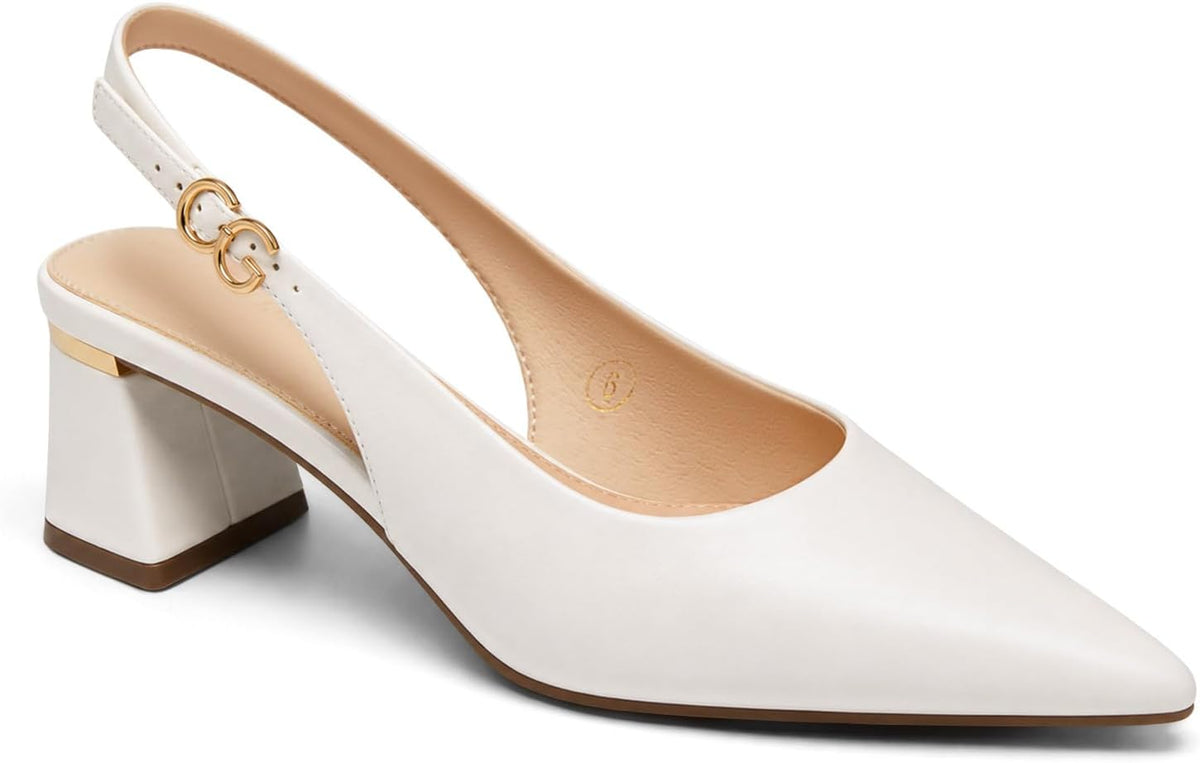 Women's Slingback Pointed Toe Pumps Chunky — view 5