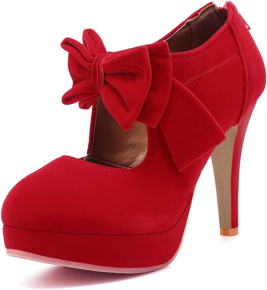 Women's Vintage Bow Platform Pumps High Heel — view 9