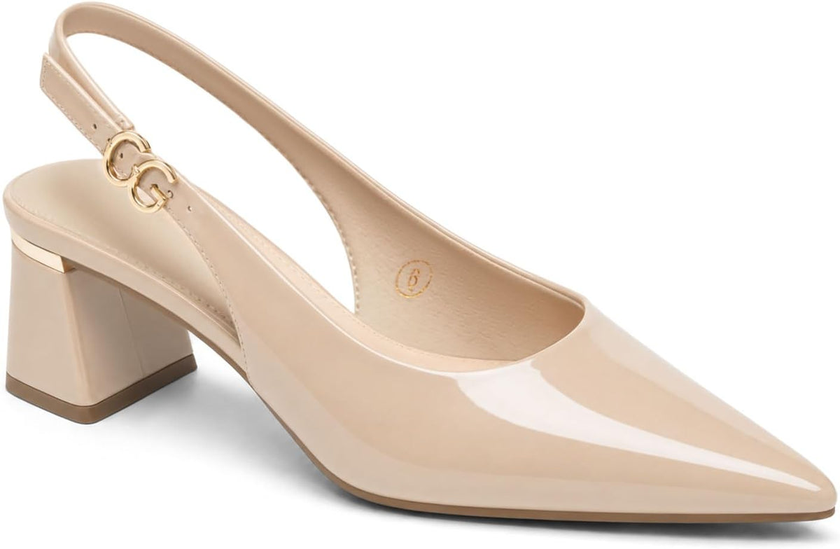Women's Slingback Pointed Toe Pumps Chunky — view 2