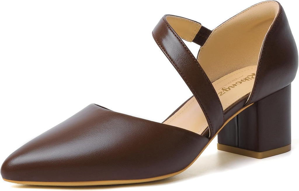 Women's Pointed Toe Kitten Heel Pumps - Low Slip On Heels in Suede and Gold Finishes for Bridal Parties - 8
