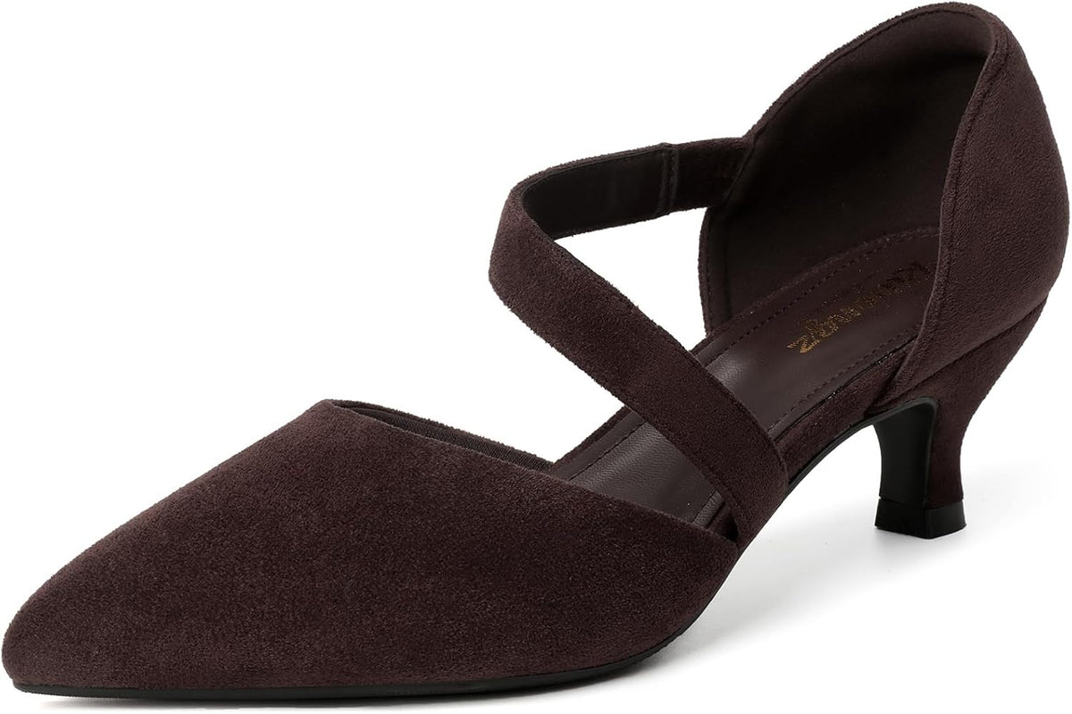Women's Pointed Toe Kitten Heel Pumps Low — view 3