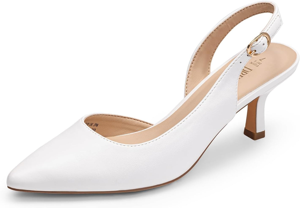 Women's Slingback Kitten Heel Pumps Toe Low — view 9