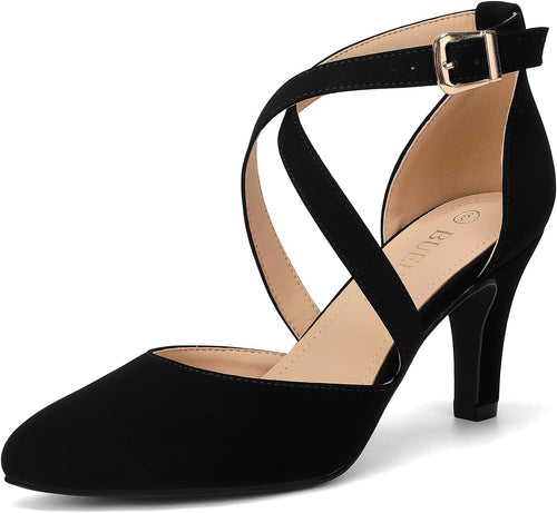 Women's Closed Toe Heel Pumps - 3 Inch Dress Shoes in Nubuck, Suede and Patent Finishes for Office Wear - 6