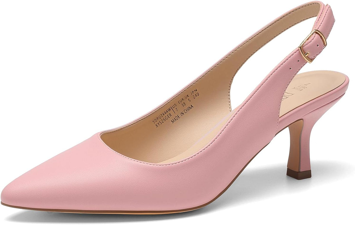 Women's Slingback Kitten Heel Pumps Toe Low — view 15
