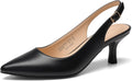 Women's Slingback Kitten Heel Pumps - Closed Pointed Toe Low Heels in Suede and Glitter for Weddings - 6