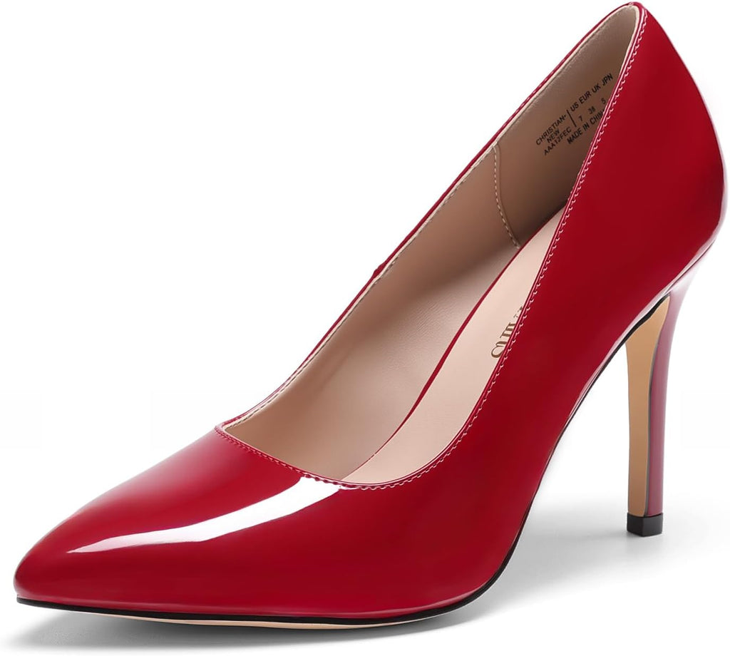 Women's Pointed Toe Stiletto Pumps - 4 Inch Heel with Padded Latex Insole and Non Slip Outsole for Weddings - 9