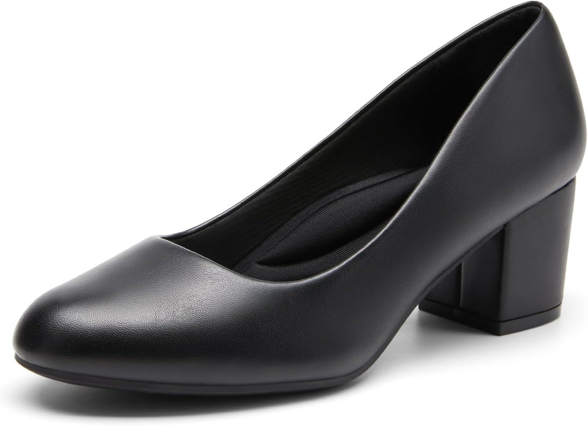 Women's Chunky Block Heel Pumps - 2.24 Inch Heel, 3D Cushioned Insole and Non Slip Outsole for Commuting - 6