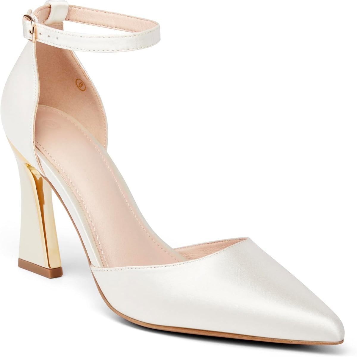 Women's Pointed Toe Ankle Strap Pumps - High Heels with Adjustable Buckle in Satin, Patent and Ribbed Finishes - Ribbed 
