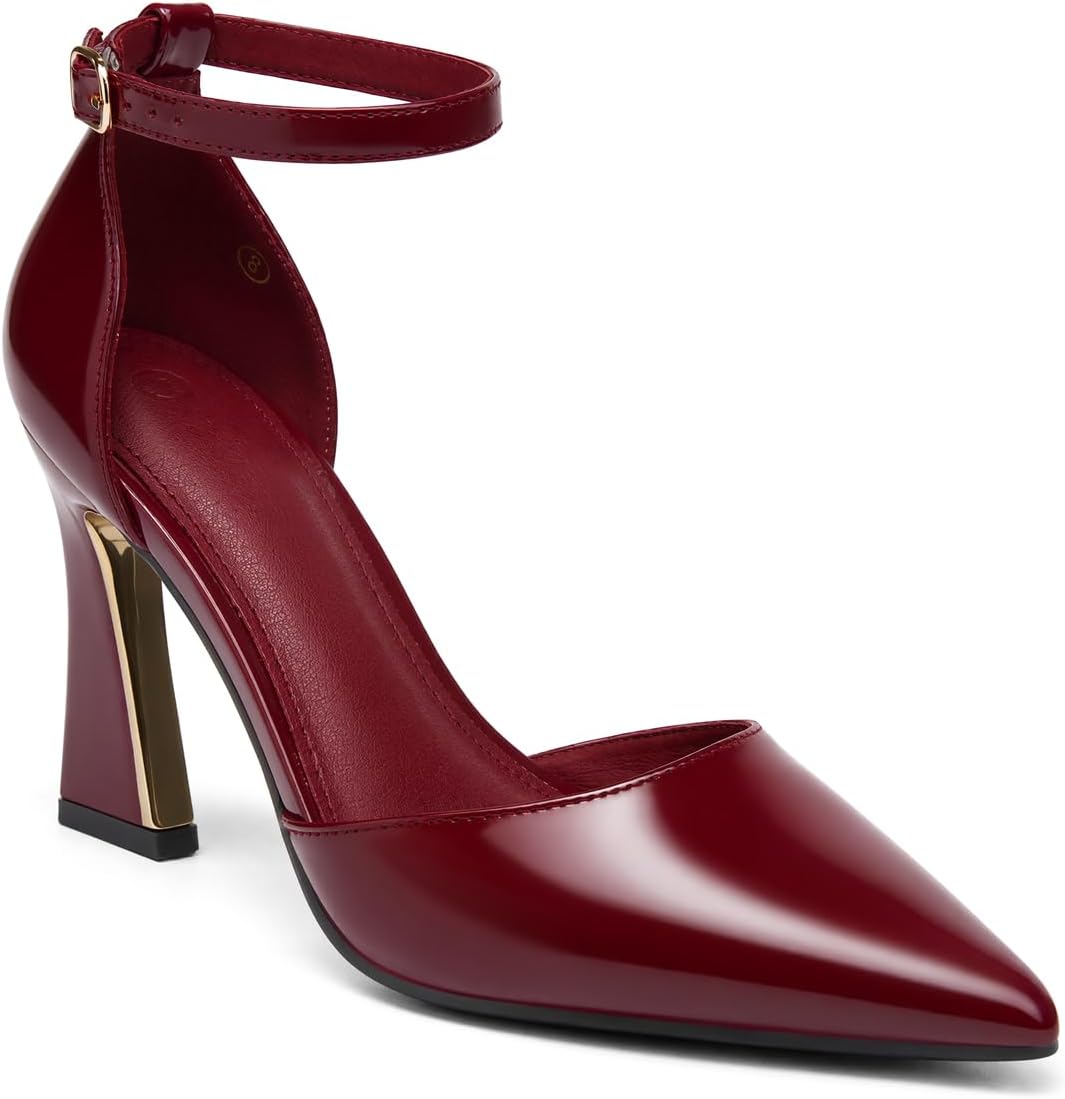 Women's Pointed Toe Ankle Strap Pumps High — view 5