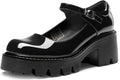 Women's Mary Jane Platform Pumps - 2.6 Inch Chunky Heel, Round Toe and Ankle Strap for Parties - 6