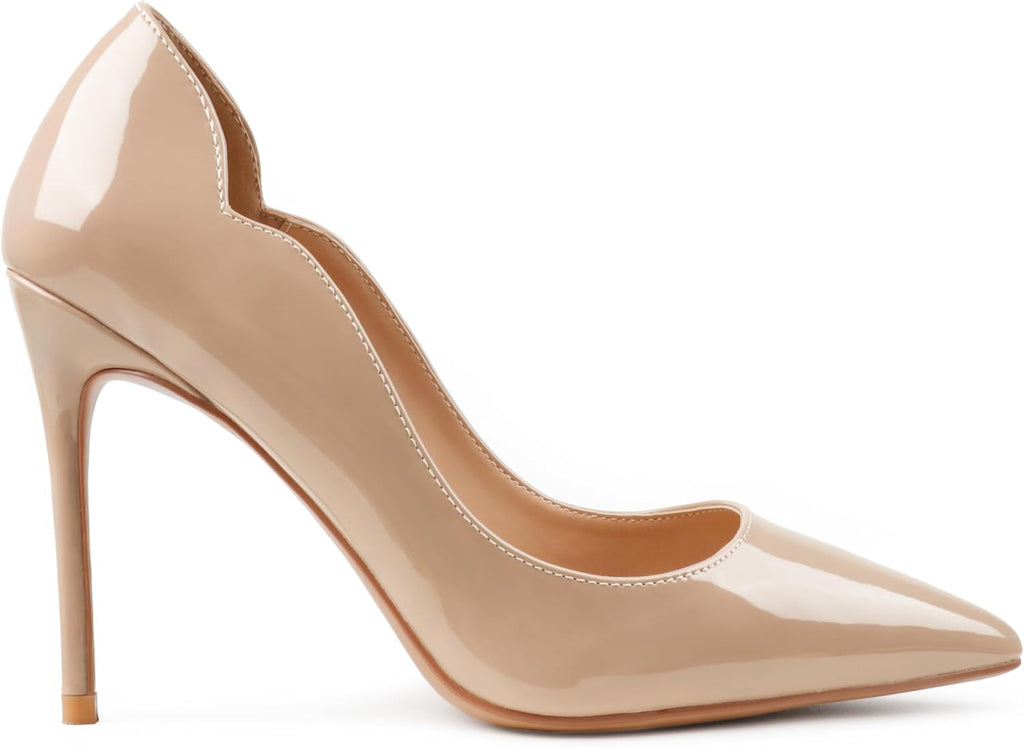 Women's Pointed Toe Stiletto Pumps - 4 Inch Slip On Heels in Suede and Two Tone Finishes for Evening Events - 8