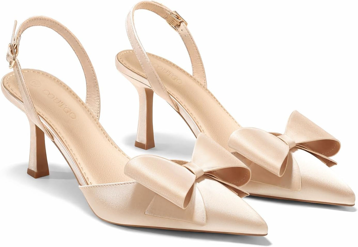 Women's Satin Slingback Kitten Heel Pumps — view 2