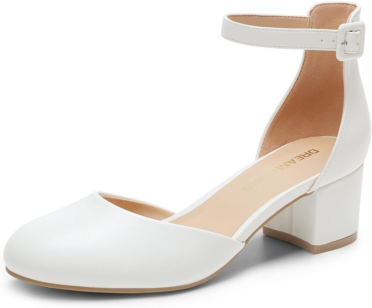 Women's Round Toe Block Heel Pumps Low — view 3