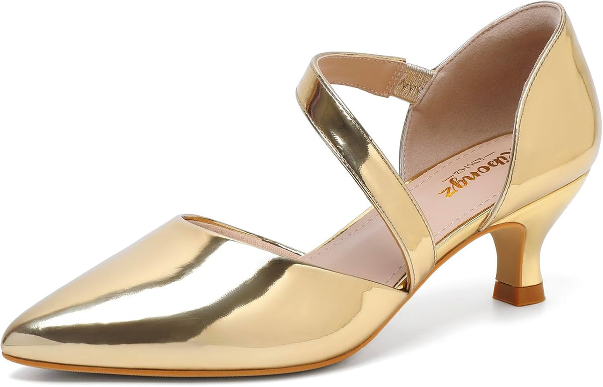 Women's Pointed Toe Kitten Heel Pumps Low — view 23