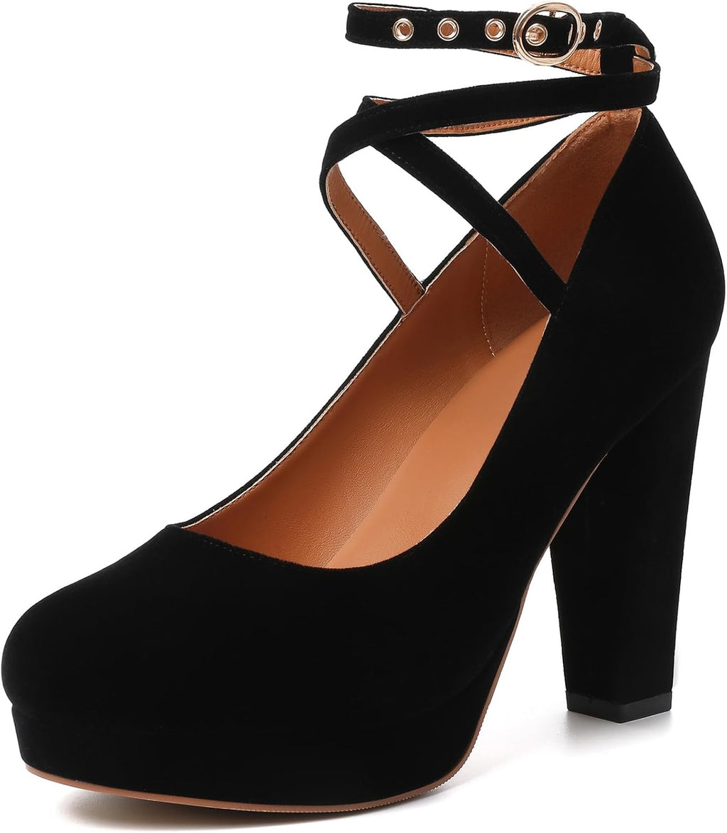 Women's Vintage Bow Platform Pumps - High Heel Dress Shoes with a Small Bow Detail for Retro Party Looks - 6