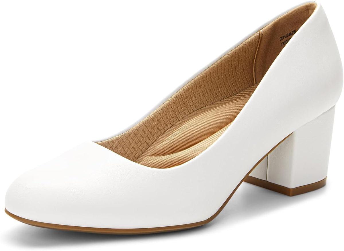 Women's Chunky Block Heel Pumps - 2.24 Inch Heel, 3D Cushioned Insole and Non Slip Outsole for Commuting - 6