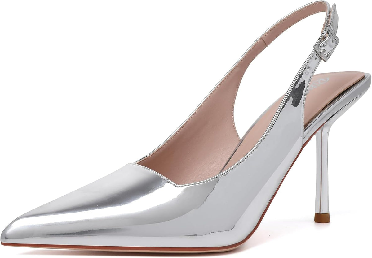 Women's Slingback Pointed Toe High Heel Pumps - Braided and Suede Finishes for Weddings and Evening Parties - 7