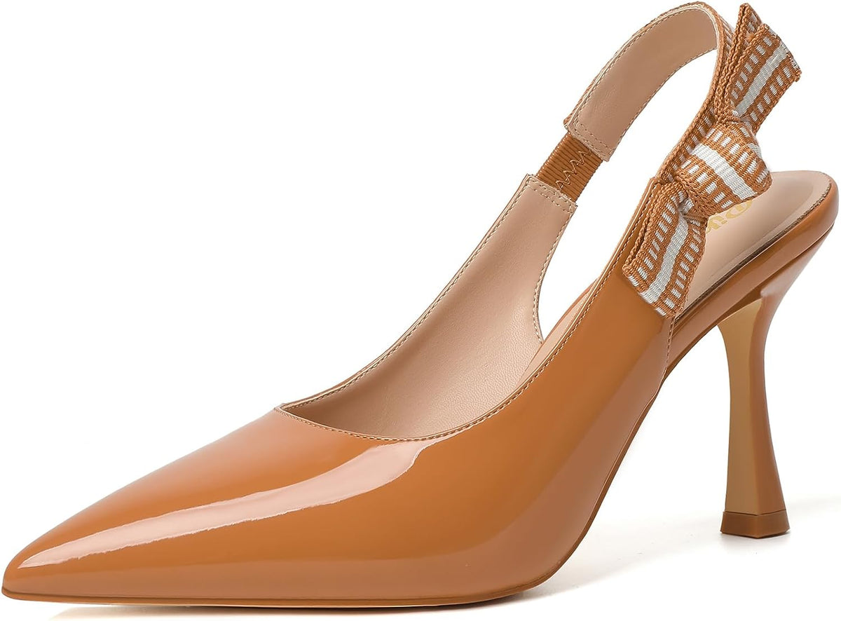 Women's Slingback Pointed Toe High Heel Pumps - Braided and Suede Finishes for Weddings and Evening Parties - 6