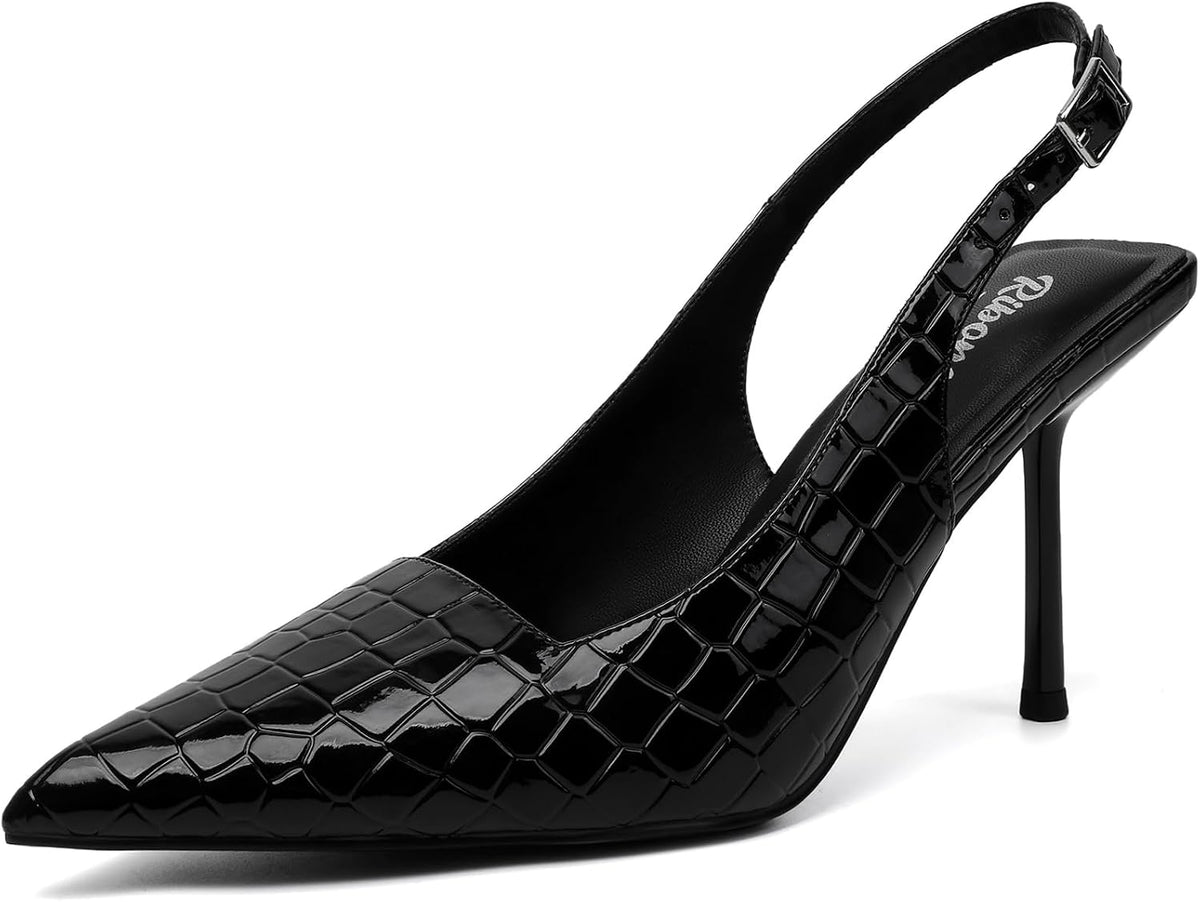 Women's Slingback Pointed Toe High Heel Pumps - Braided and Suede Finishes for Weddings and Evening Parties - 8