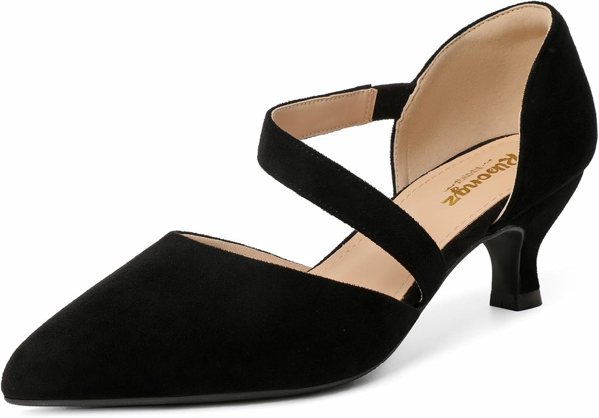 Women's Pointed Toe Kitten Heel Pumps Low — view 21
