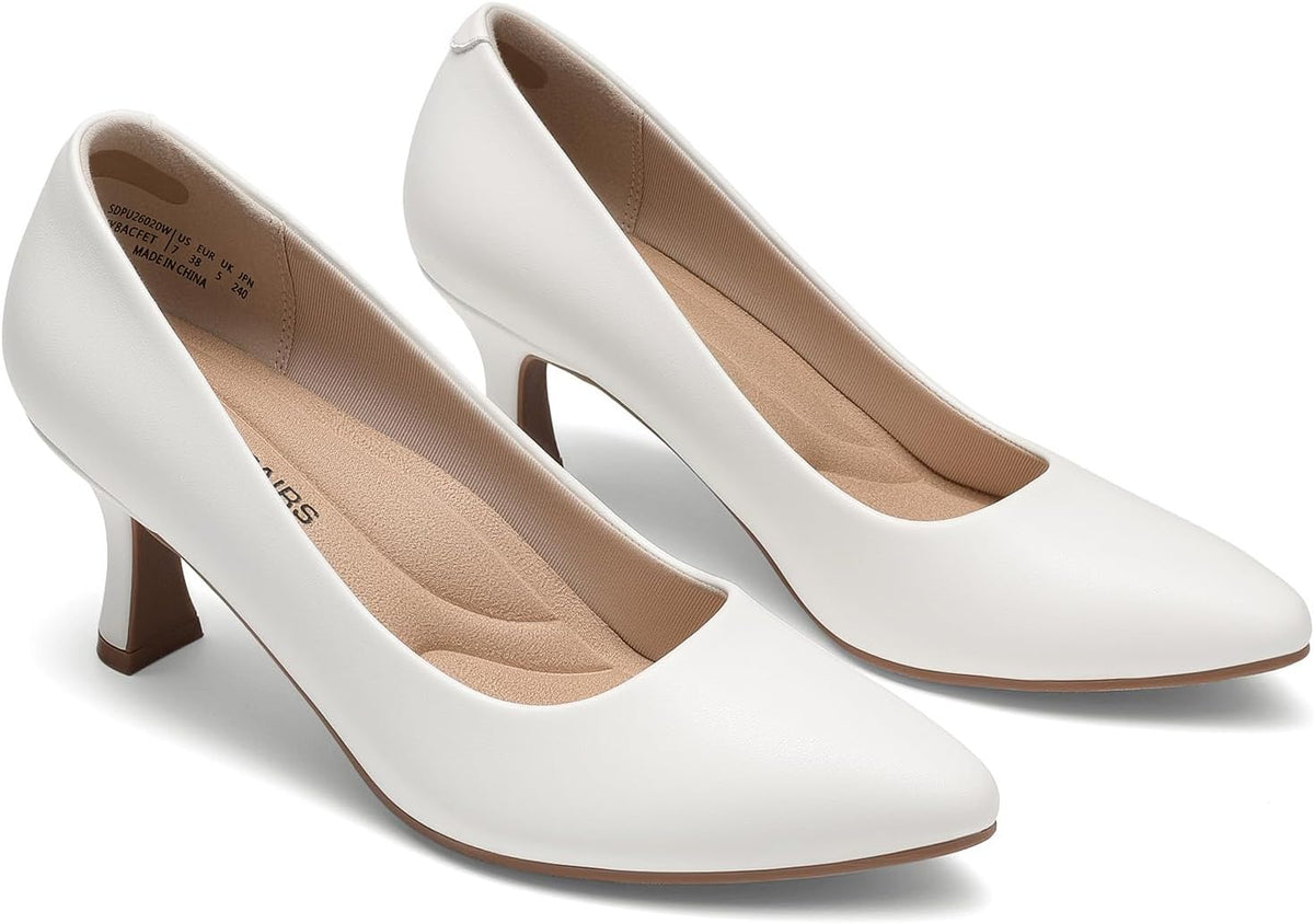 Women's Kitten Heel Pumps - 2.71 Inch Heel with 3D Memory Foam Insole and Silicone Grip Dots for Work Days - 6