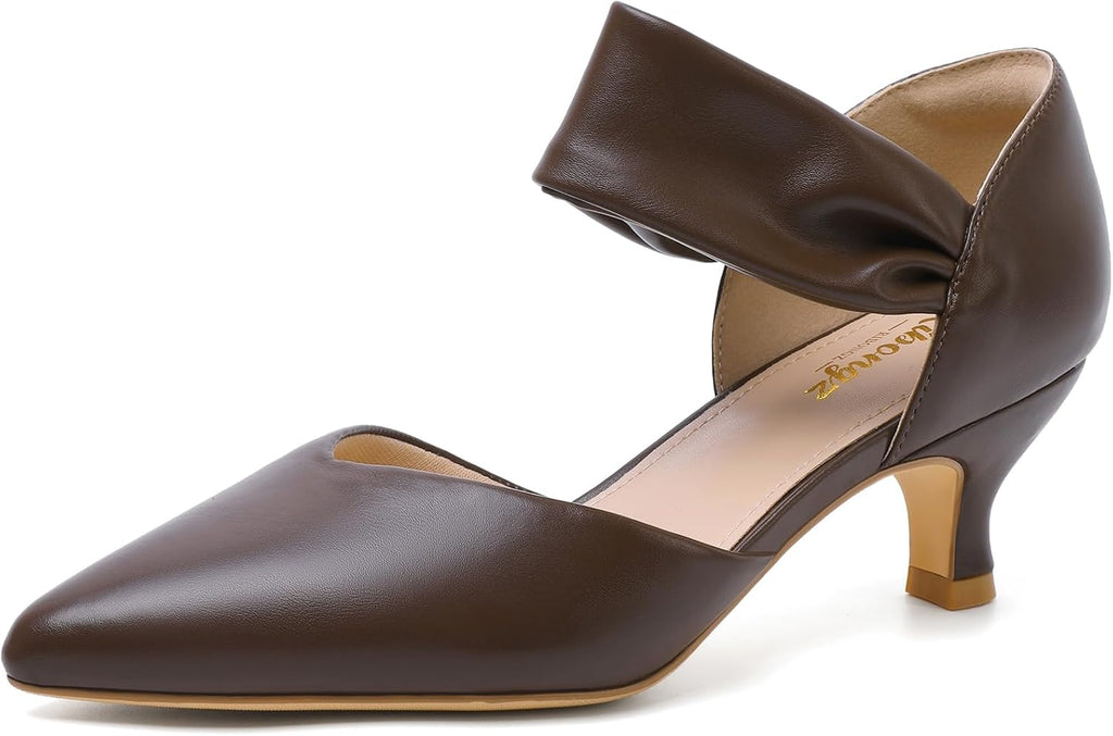 Women's Pointed Toe Kitten Heel Pumps Low — view 25
