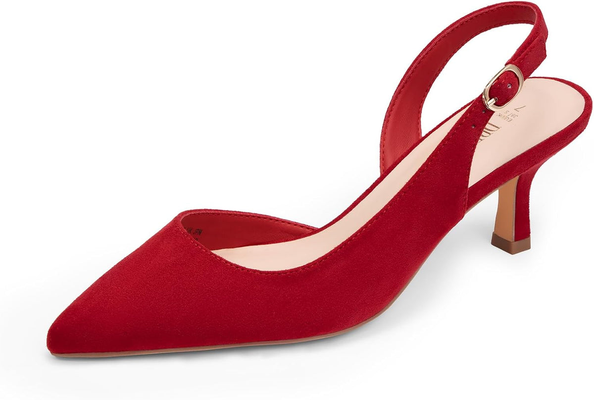 Women's Slingback Kitten Heel Pumps Toe Low — view 5
