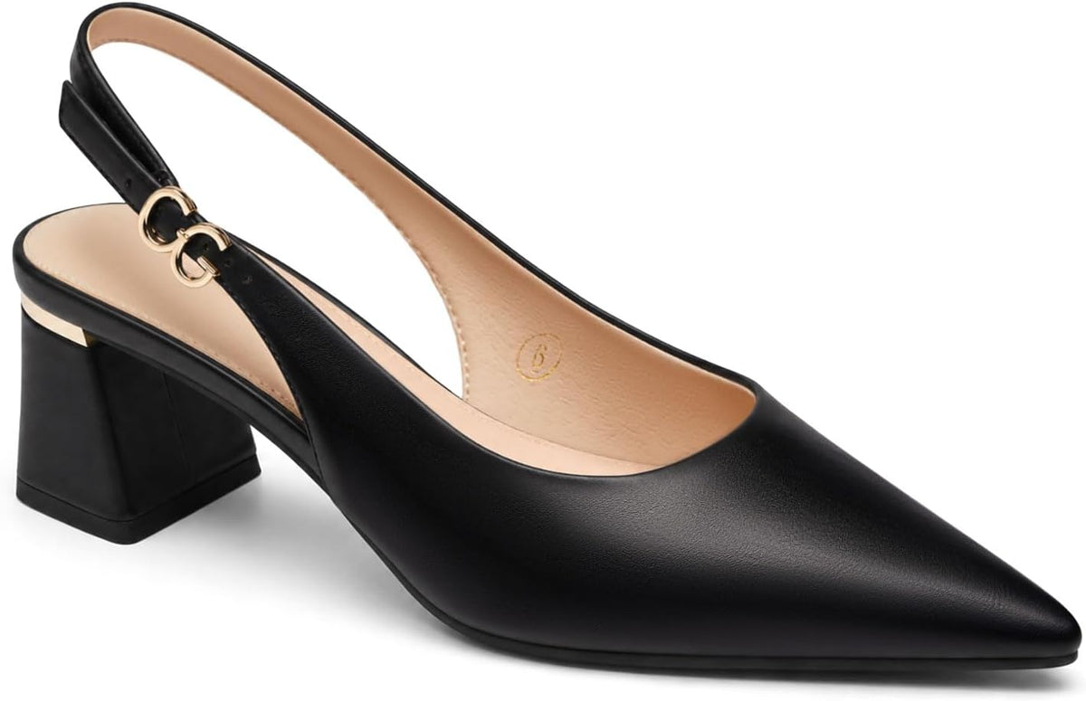 Women's Slingback Pointed Toe Pumps Chunky — view 4