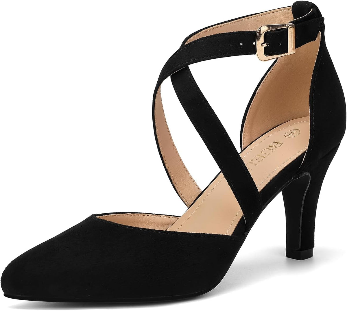 Women's Closed Toe Heel Pumps - 3 Inch Dress Shoes in Nubuck, Suede and Patent Finishes for Office Wear - 7
