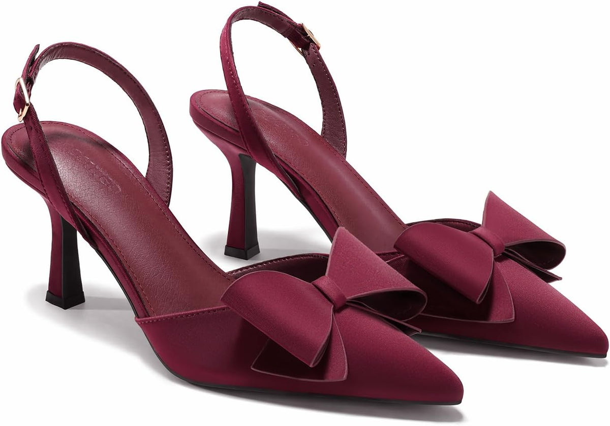 Women's Satin Slingback Kitten Heel Pumps — view 5