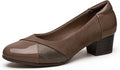 Women's Low Heel Slip On Dress Pumps - Orthopedic Style Comfort Shoes in Black, Brown and Nude for Office Work - 6