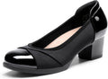 Women's Low Chunky Heel Pumps - Bunion Friendly Fit, 3D Cushioned Insole and Anti Slip Sole for Work Days - 6