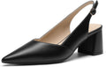 Women's Slingback Block Heel Pumps - 2.75 Inch Chunky Heel, Pointed Closed Toe Work Shoes for the Office - 6