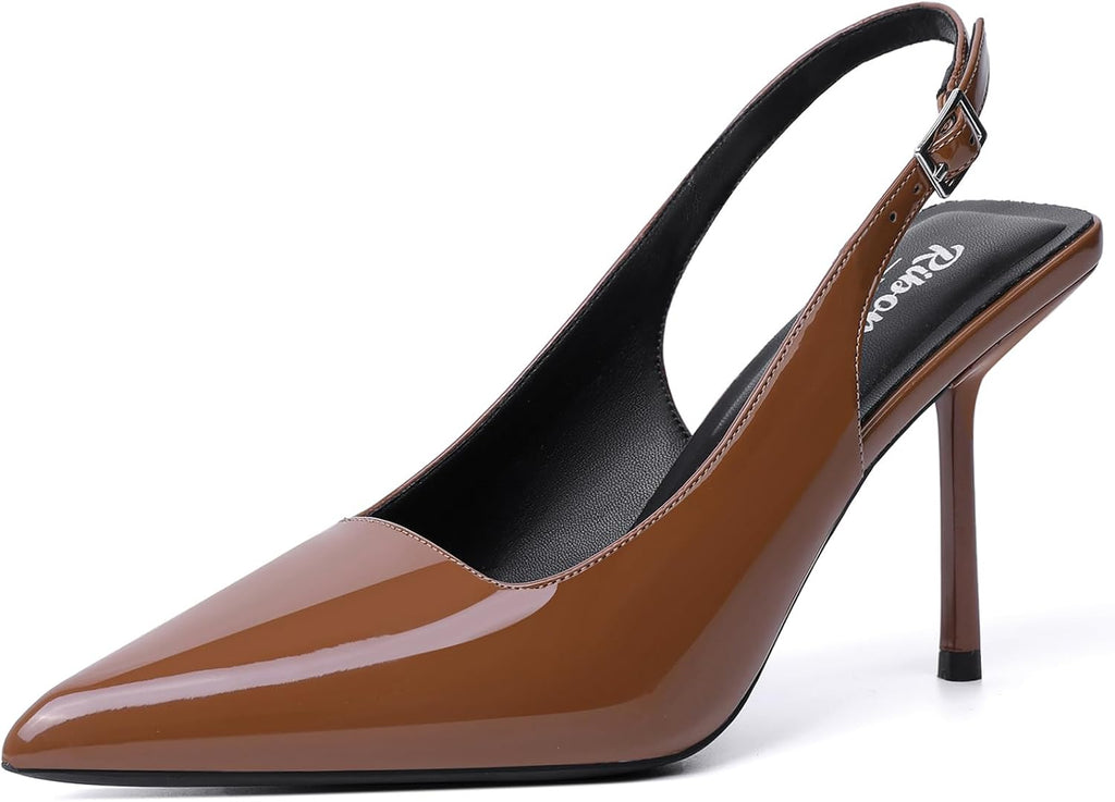 Women's Slingback Pointed Toe High Heel Pumps - Braided and Suede Finishes for Weddings and Evening Parties - 9