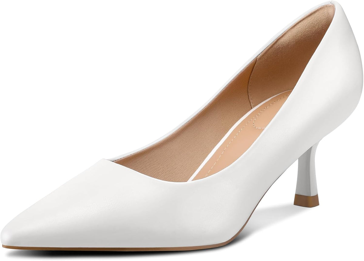 Women's Kitten Heel Pumps - 2 Inch Low Heel Closed Toe Dress Shoes in Knit, Patent and Metallic for Weddings - 6