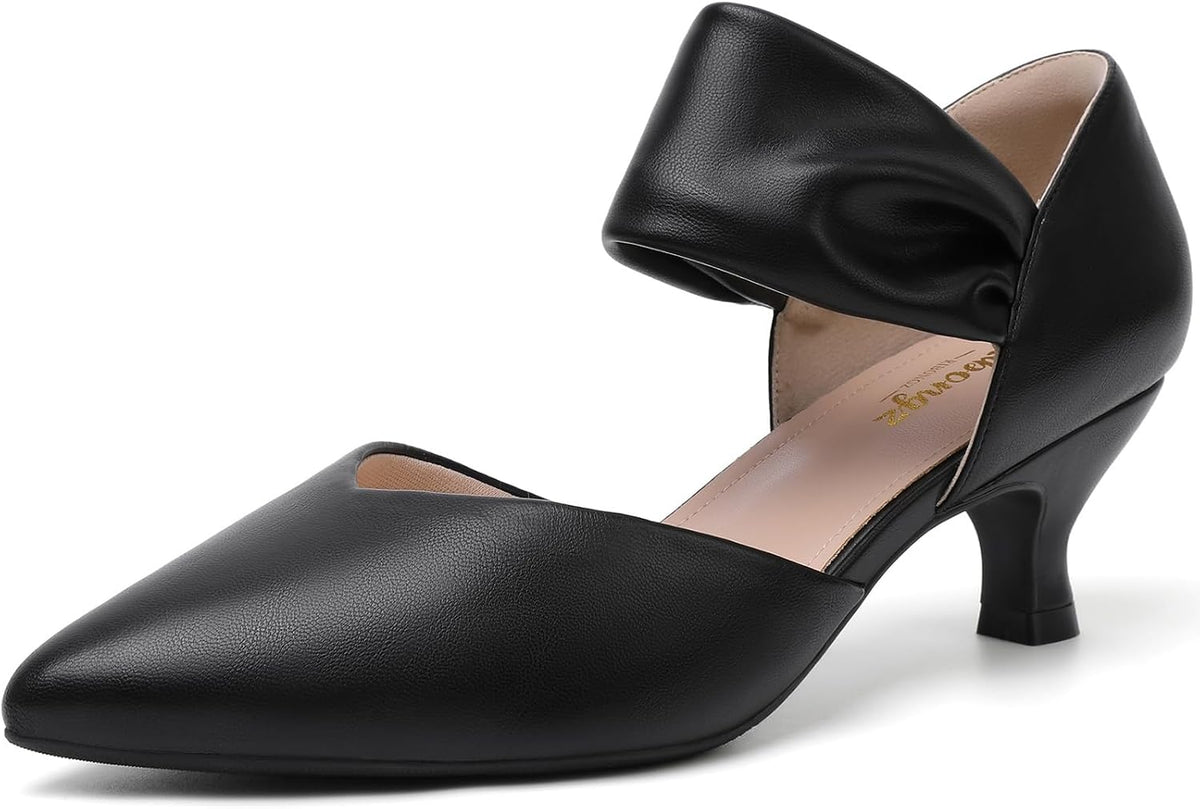 Women's Pointed Toe Kitten Heel Pumps Low — view 17
