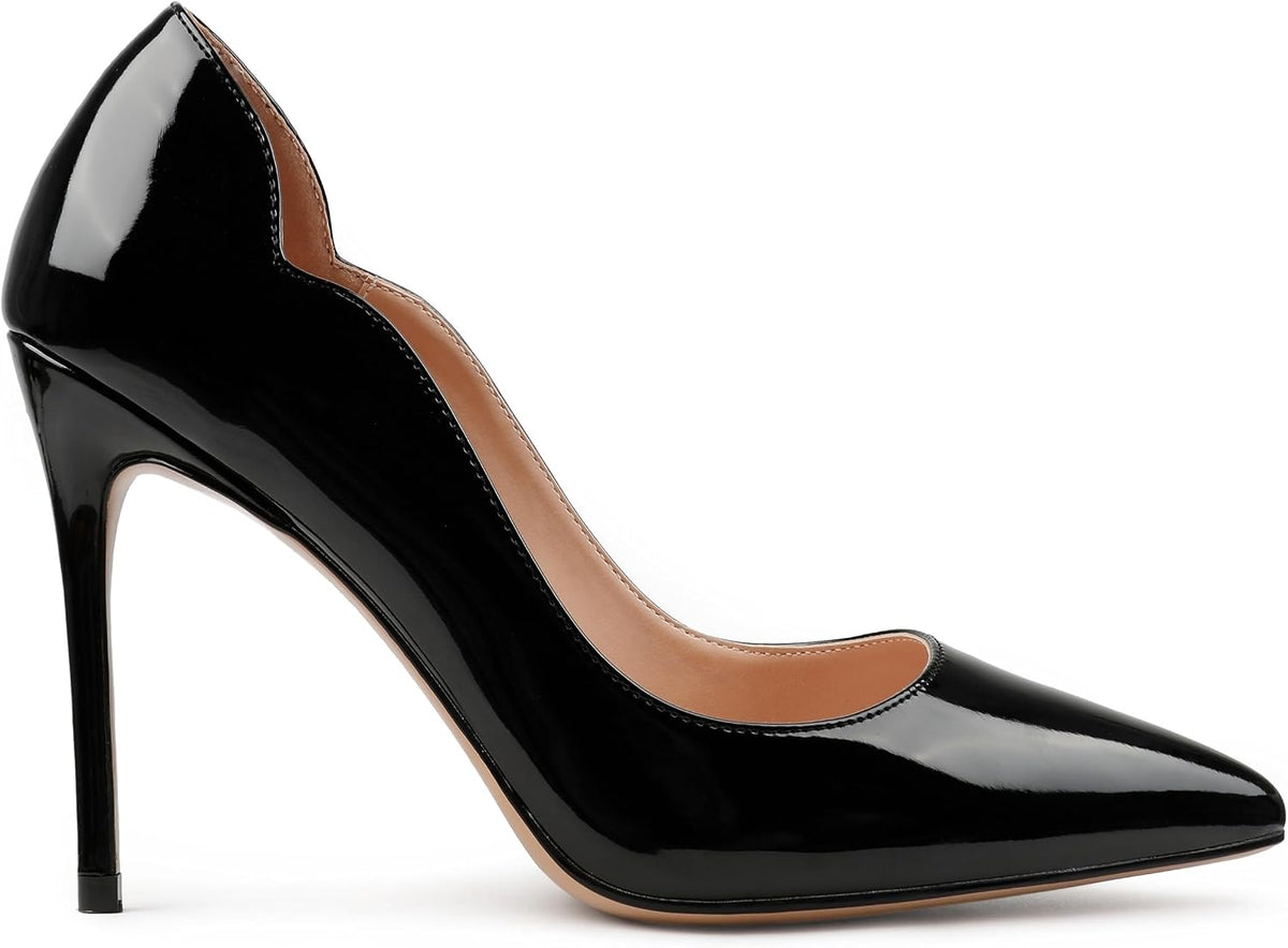 Women's Pointed Toe Stiletto Pumps - 4 Inch Slip On Heels in Suede and Two Tone Finishes for Evening Events - 6
