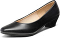 Women's Round Toe Block Heel Pumps - 1.5 Inch Low Heel Dress Shoes in Patent, Suede and Glitter for the Office - 9