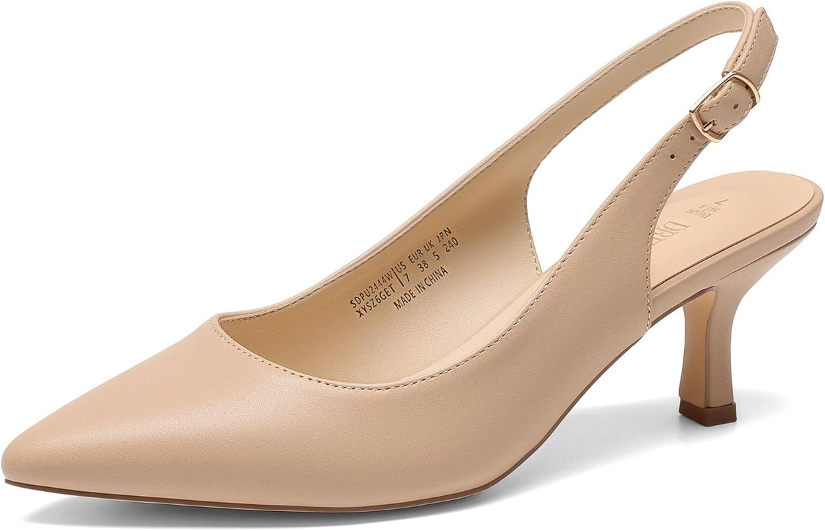 Women's Slingback Kitten Heel Pumps Toe Low — view 13