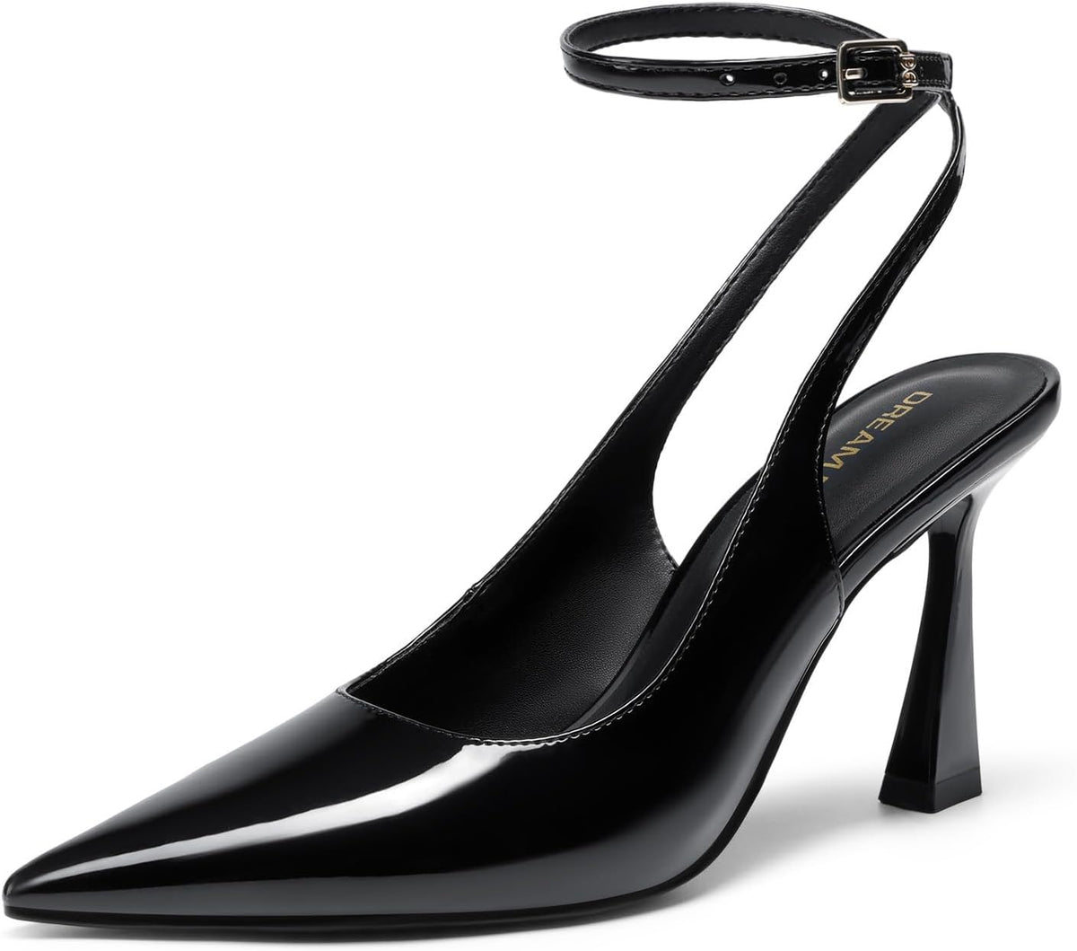 Women's Slingback Pointed Toe Pumps - High Heels with an Adjustable Strap for Office and Wedding Wear - 6