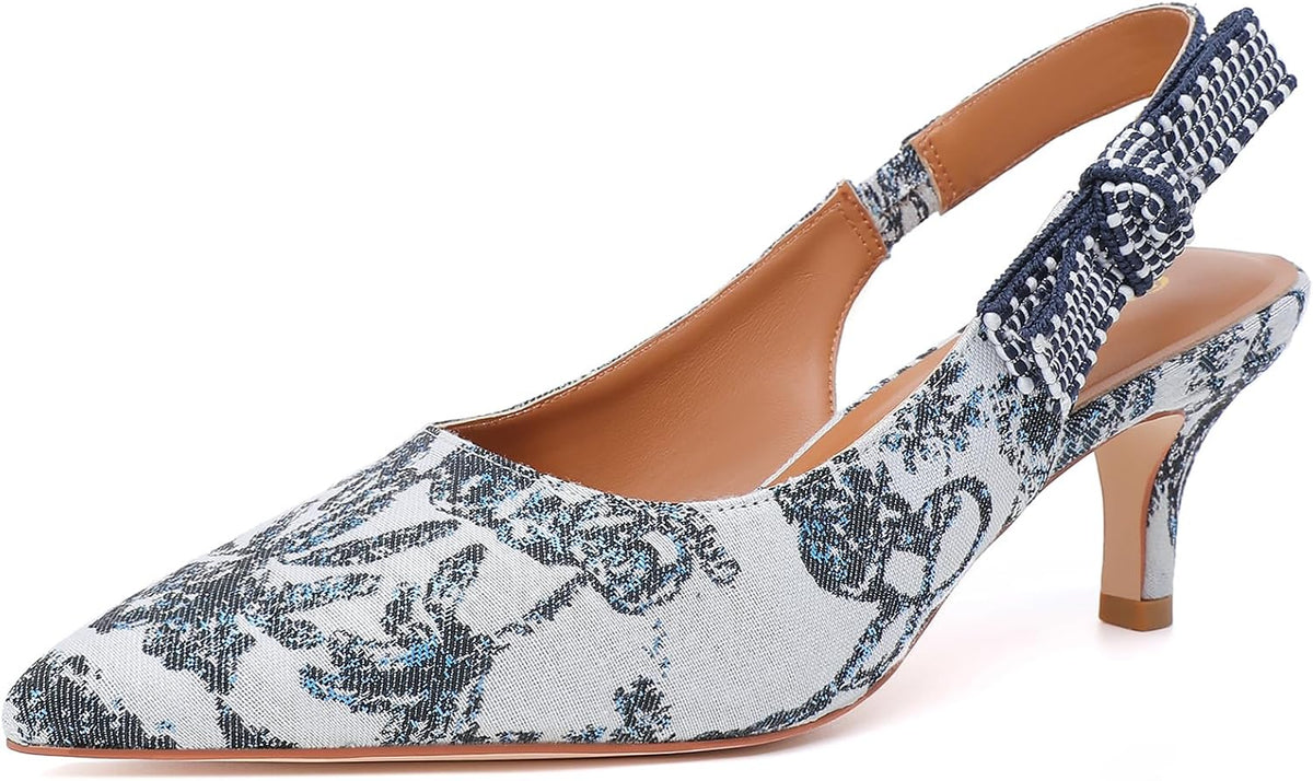 Women's Slingback Pointed Toe High Heel Pumps - Braided and Suede Finishes for Weddings and Evening Parties - 10