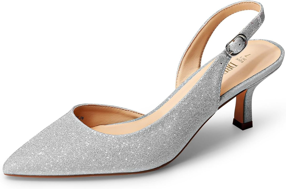 Women's Slingback Kitten Heel Pumps Toe Low — view 17
