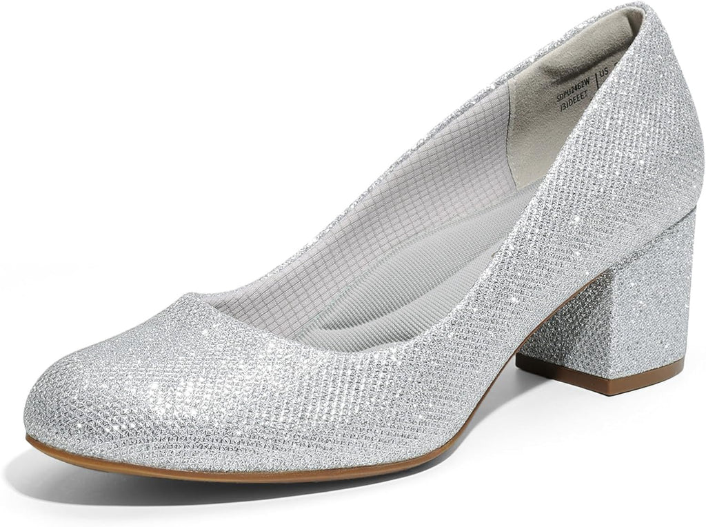 Women's Chunky Block Heel Pumps - 2.24 Inch Heel, 3D Cushioned Insole and Non Slip Outsole for Commuting - 6