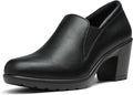 Women's Block Heel Loafer Pumps - Slip On Dress Shoes with a Latex Padded Insole for Long Workdays - 9