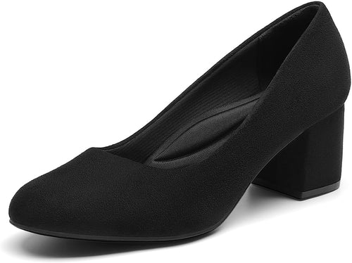 Women's Chunky Block Heel Pumps - 2.24 Inch Heel, 3D Cushioned Insole and Non Slip Outsole for Commuting - 6