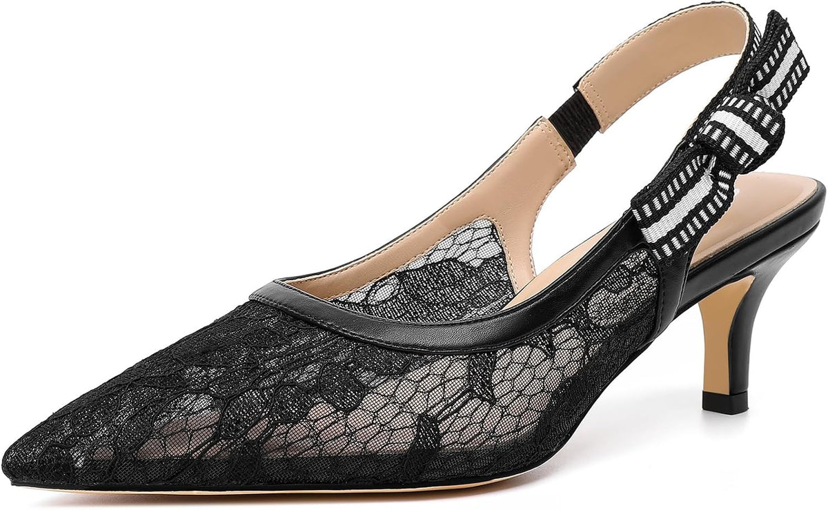 Women's Slingback Pointed Toe High Heel Pumps - Braided and Suede Finishes for Weddings and Evening Parties - 8
