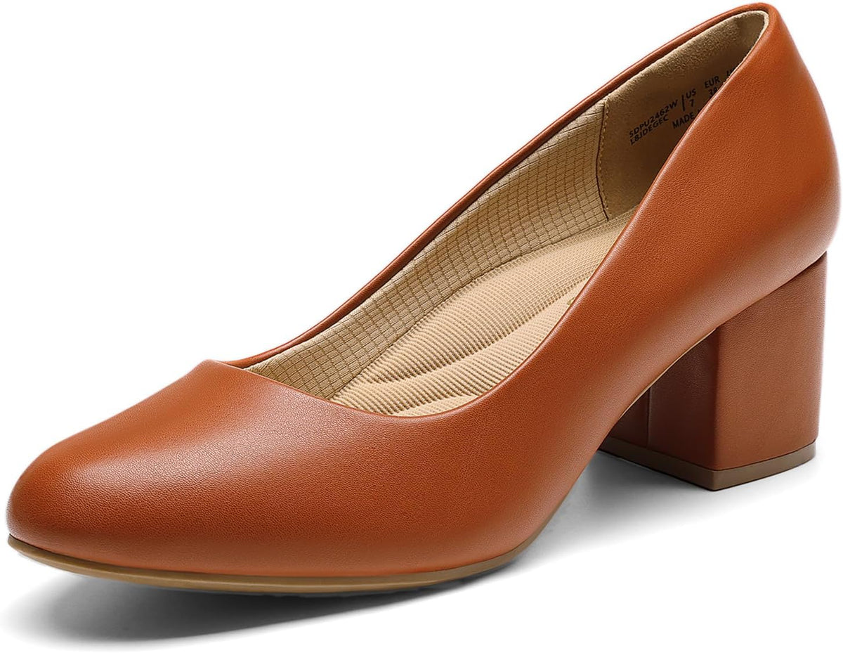 Women's Chunky Block Heel Pumps - 2.24 Inch Heel, 3D Cushioned Insole and Non Slip Outsole for Commuting - 6